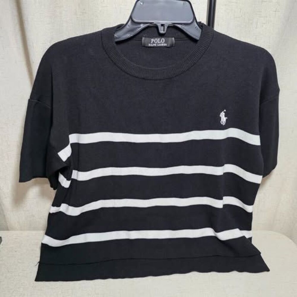 Polo Ralph Lauren Striped Short Sleeve Knit Crewneck Sweater Top Medium
